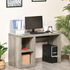 Rectangle Computer Desk Thick Board with Display Shelves Home Office Table Workstation Natural Wood Color