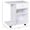Printer Table Desk  Rolling Cart Stand with Wheels  Adjustable Shelf  Drawer and CPU Stand  White