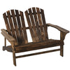 Outdoor Adirondack Chair, Wooden Loveseat Bench, Lounger Armchair with Flat Back for Garden, Deck, Patio, Fire Pit, Brown