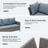 4 Pieces Patio Wicker Sofa Set, Outdoor PE Rattan Modern Furniture Set with Cushions & Dining Table, Bench for Garden, Backyard, Lawn, Grey
