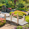 5 ft Wooden Garden Bridge Arc Stained Finish Footbridge with Railings for your Backyard, Natural Wood