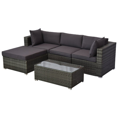 5-Piece Deluxe Outdoor Patio Rattan Furniture Set with Durability Comfortable Seating and a Modern Look Grey