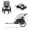 Child Bike Trailer 3 In1 Foldable Jogger Baby Transport Buggy Carrier with Shock Absorber System Rubber Tires  - White & Grey