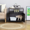 Cat Litter Box Enclosure Hidden Cat Furniture Cabinet Indoor Cat Washroom Double-door Nightstand End Table with Cat Hole Storage Shelf Black