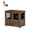 Furniture Style Dog Crate, Wooden & Wire End Table, Small & Medium Pet Crate with Magnetic Double Door Indoor Decorative Dog Kennel Cage, Brown
