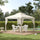 10' x 10' Patio Gazebo Outdoor Canopy Shelter with 2-Tier Roof and Netting, Steel Frame for Garden, Lawn, Backyard and Deck, Cream White