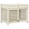 Dog Crate End Table with Cushion Sliding Door for Medium Dogs Wooden Wire Pet Kennel for Indoor Use, Natural