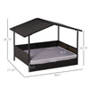 Wicker Dog House Elevated Raised Rattan Bed for Indoor/Outdoor with Removable Cushion Lounge, Grey