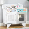 Wooden Pretend Play Kitchen with Sink, Clock, and Stove for Kids with Real Stainless Steel, Children Cooking Playset for 3-6 Years Old