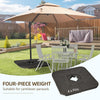 4-Piece 175lb Cantilever Patio Umbrella Base Weights for Offset Hanging Umbrella, HDPE Water or Sand Filled Umbrella Weights for Cross Base Stand, Brown