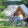Camping Table with 4 seat Portable Foldable Picnic Table Set with Four Chairs and Umbrella Hole, Aluminum Fold Up Travel Picnic Table, Green