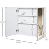 Wall Mounted Bathroom Medicine Cabinet with Mirror Steel Frame and Storage Organizer Double Doors  White