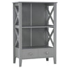 X- Frame Freestanding Floor Bathroom Storage with Two Drawers Storage Organizer Cabinet with 3 Shelves Grey