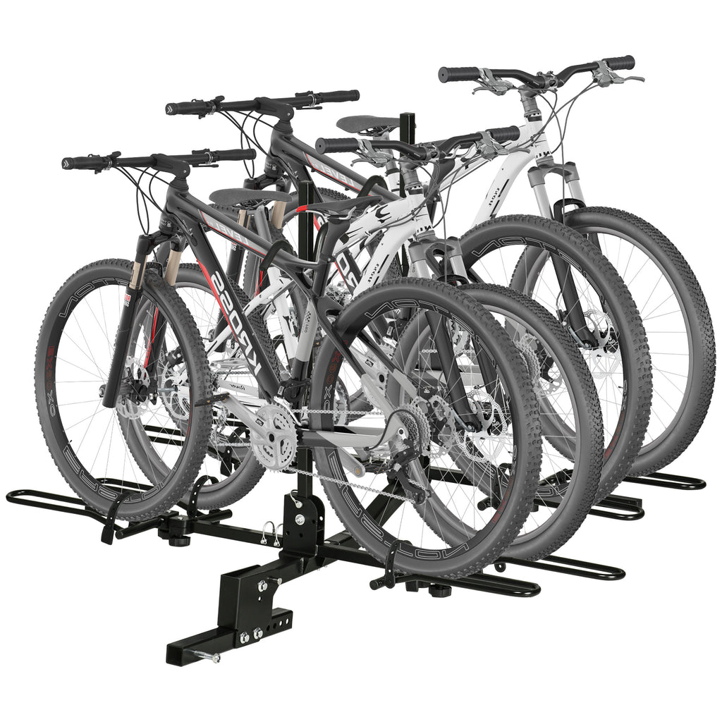 Large 4-Bike Hitch Mount Bike Rack for Car, Folding Bicycle Storage, Road, Fat Tire, & Mountain Rear Bike Accessories for SUV, Sedan, Hatchback, Minivan, Truck, Metal, 155 lb. Weight Capacity