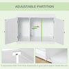 Cat Litter Box Enclosure with Adjustable Partition, Cat Washroom Side Table with Cat Hole, Hidden Litter Box with Double Magnetic Doors, White