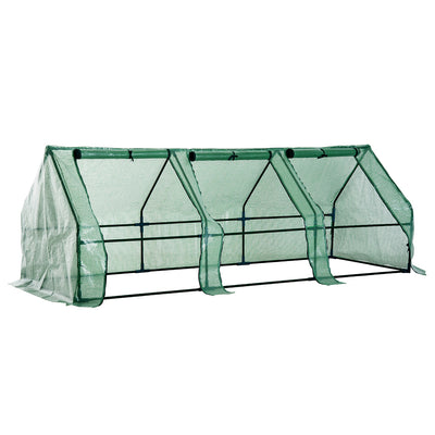 9' L x 3' W x 3' H Mini Greenhouse Portable Hot House with Large Zipper Doors & Water/UV PE Cover for Outdoor and Garden, Green