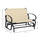 Patio Glider Bench with Padded Cushions and Armrests, Outdoor 2-Person Swing Rocking Chair Loveseat with Sturdy Frame, Beige