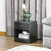 Modern Nightstand, Accent End Table with Drawer and Storage Shelf, Sofa Side Table for Living Room or Bedroom, Black Wood Grain