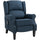 Wingback Heated Vibrating Accent Sofa Vintage Upholstered Massage Recliner Chair Push-back with Remote Controller, Blue