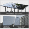 11 PCS Patio Dining Set Outdoor Rattan Wicker Furniture Set with Space Saving Chairs, Glass Top Table and Cushion, Mixed Grey