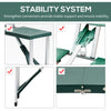 Camping Table with 4 seat Portable Foldable Picnic Table Set with Four Chairs and Umbrella Hole, Aluminum Fold Up Travel Picnic Table, Green