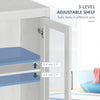 Modern Bathroom Cabinet, Bathroom Storage Organizer with Double Glass Doors and Adjustable Shelf, White