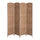 6' Tall Wicker Weave 4 Panel Room Divider Wall Divider, Natural Wood