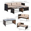 3-Piece Wicker Patio Furniture Sets, Rattan Conversation Sets, Sectional sofa set with Cushioned Lounge Chaise for Garden Poolside or Porch