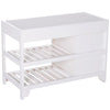 Shoe Cabinet, Wooden Storage Bench with Cushion, Entryway Rack with Drawers, Open Shelves, Country White