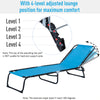 Outdoor Folding Chaise Lounge Chair Portable Lightweight Reclining Sun Lounger with 4-Position Adjustable Backrest for Poolside, Light Blue