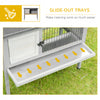 Elevated Rabbit Hutch Bunny Hutch with Hinged Asphalt Roof, Removable Tray, Fir Wood Bunny Cage for Indoor/Outdoor, Grey