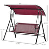 3-Person Porch Swing Bench with Stand & Adjustable Canopy, Armrests, Steel Frame for Outdoor, Garden, Patio, Porch & Poolside, Wine Red