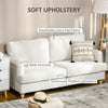 3-Seater Sofa Couch, 71" Modern Linen Fabric Sofa with Rubber Wood Legs and Slatted Frame, Cream White