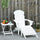 3 Piece Patio Furniture Set Adirondack Chair with Ottoman and Table Folding Design Outdoor Wooden Lounger for Garden, Patio Porch, White