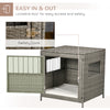 Rattan Dog Crate, Wicker Dog Cage with Lockable Door and Soft Washable Cushion, Dog Kennel Furniture for Small Sized Dogs, Grey