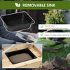 Potting Bench Table, Garden Work Bench, Workstation with Metal Sieve Screen, Removable Sink, Additional Hooks and Baskets for Patio, Natural