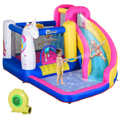 Bounce Castle, Inflatable Trampoline with Water Slide Pool Climb 11.3' x 9.8' x 6.9'
