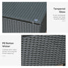 Patio Coffee Table, Large Side Table, Hand-Woven PE Rattan, Weather Resistant Wicker, Outdoor Furniture for Garden Black