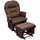 Nursery Glider Rocking Chair with Ottoman, Thick Padded Cushion Seating and Wood Base, Brown