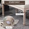 15.75" Vintage Ottoman, Tufted Footstool with Upholstered Seat, Distressed Wood Legs for Bedroom, Living Room, Beige