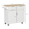 Kitchen Cart, Rolling Kitchen Island Cart with Adjustable Shelving, 2 Drawers and Tower Rack, White