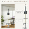 85.5" Cat Tree Height Adjustable Floor-to-Ceiling 4-Tier Kitty Climbing Activity Center Condo with Scratching Post Hanging Balls Rest, Grey