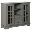 Modern Sideboard Storage Console Cabinet with Glass Door and Drawer for Kitchen, Living & Dining Room, Grey
