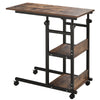Industrial Style C-Shaped Mobile Sofa Bed Side Table Adjust Height 3-Tier Nightstand Home Cart w/ Casters Brake