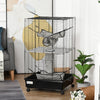 Small Animal Cage Habitat for Ferret with Wheels Hammocks Tunnels and 3 Doors, Black