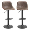 Swivel Bar Stools Set of 2 Bar Chairs Adjustable Height Barstools Padded with Back for Kitchen, Counter, and Home Bar, Brown