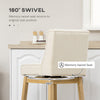 Bar Height Bar Stools Set of 2, 180 Degree Swivel Kitchen Island Stool, 28" Seat Height with Solid Wood Footrests, Button Tufted Design, Beige