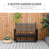 Patio Glider Bench Outdoor Swing Rocking Chair Loveseat with Sturdy Wooden Frame, Black