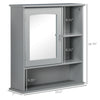 Wall-Mounted Bathroom Mirror Cabinet Organizer with Storage, Adjustable Shelf, and Magnetic Door Design, Grey
