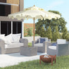9' Patio Umbrella with Push Button Tilt and Crank, Double Top Ruffled Outdoor Market Table Umbrella with 8 Ribs, for Garden, Deck, Pool, Cream White